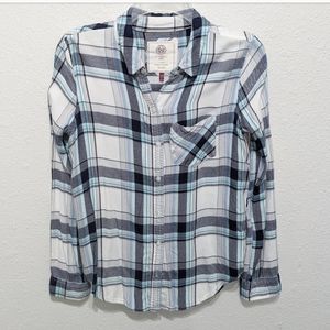 Blue & White Soft Plaid Shirt
